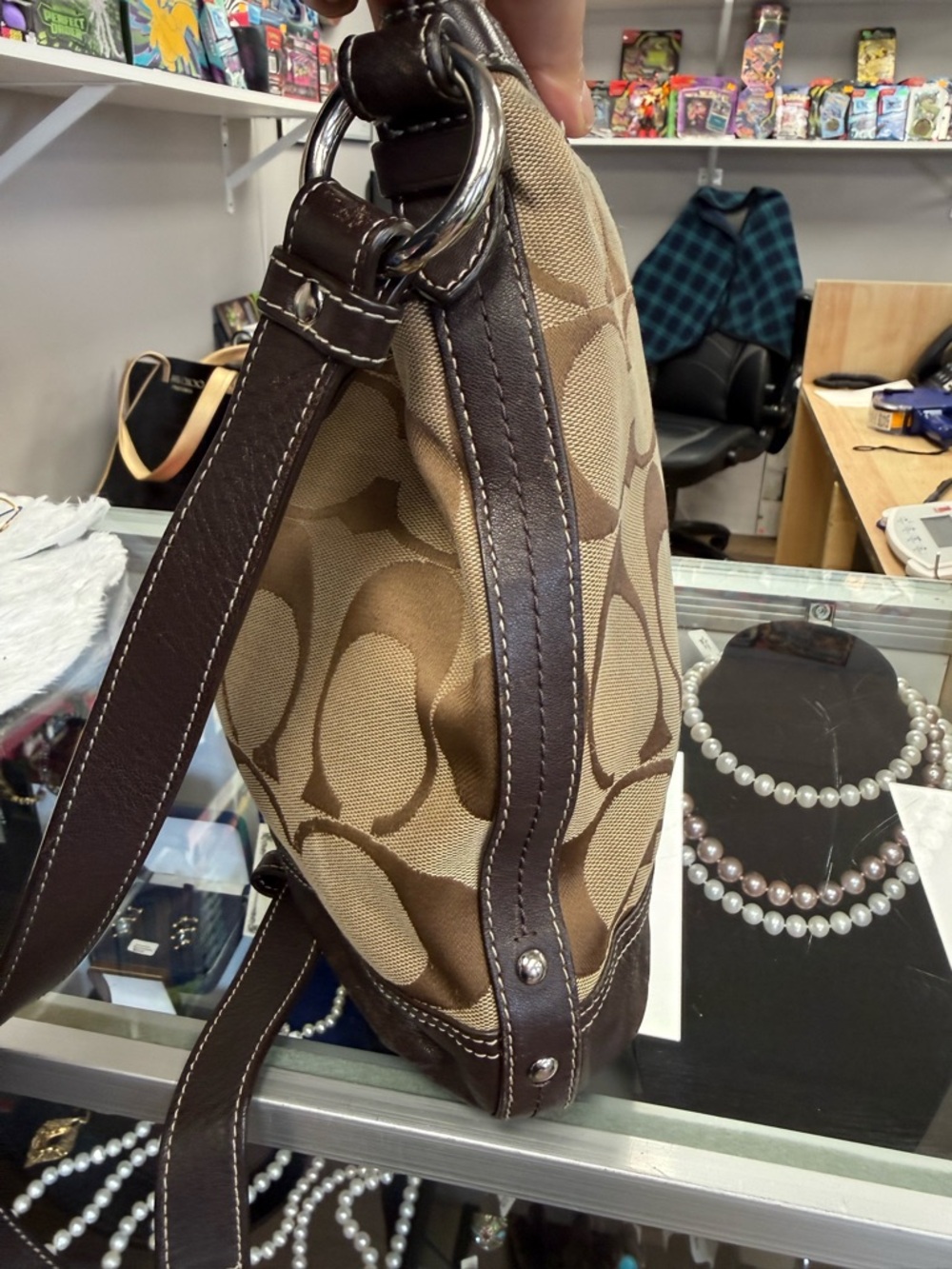 Coach Tan and Brown Signature Shoulder Bag - Picture 3 of 7